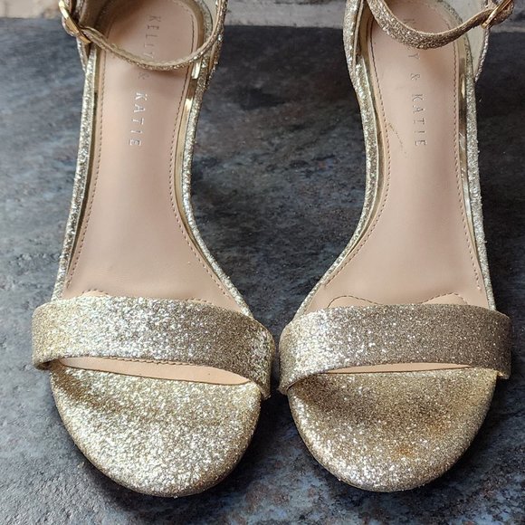 Kelley & Katie Kirstie Heels Gold/Silver Sparkle Size 6.5M - Picture 9 of 16